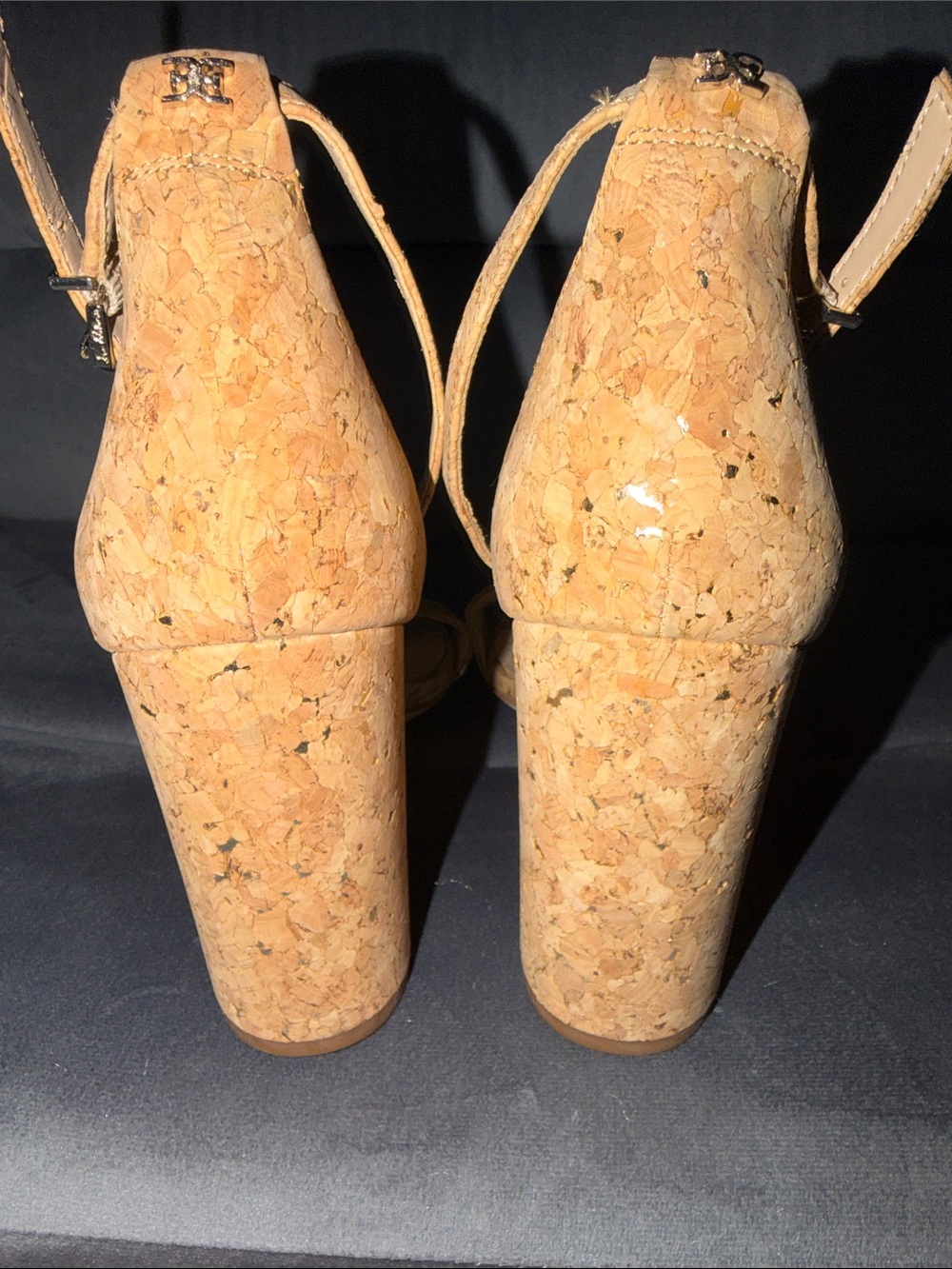Sam Edelman Cork Ankle-Strap Block Heels in Tan size 9 - Picture 4 of 6